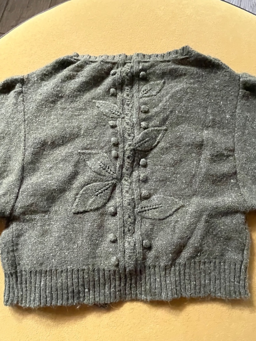 Vtg Sleeping on Snow Olive Green Floral Cropped Cardigan Sz M Cottagecore Fairy - Picture 4 of 11